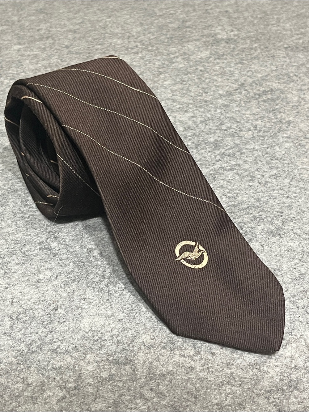 Givenchy Brown Tie with Cream Crest and Diagonal Stitching